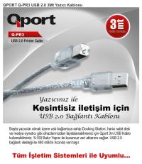 QPORT Q-PR3 3MT USB 2.0 YAZICI KABLOSU